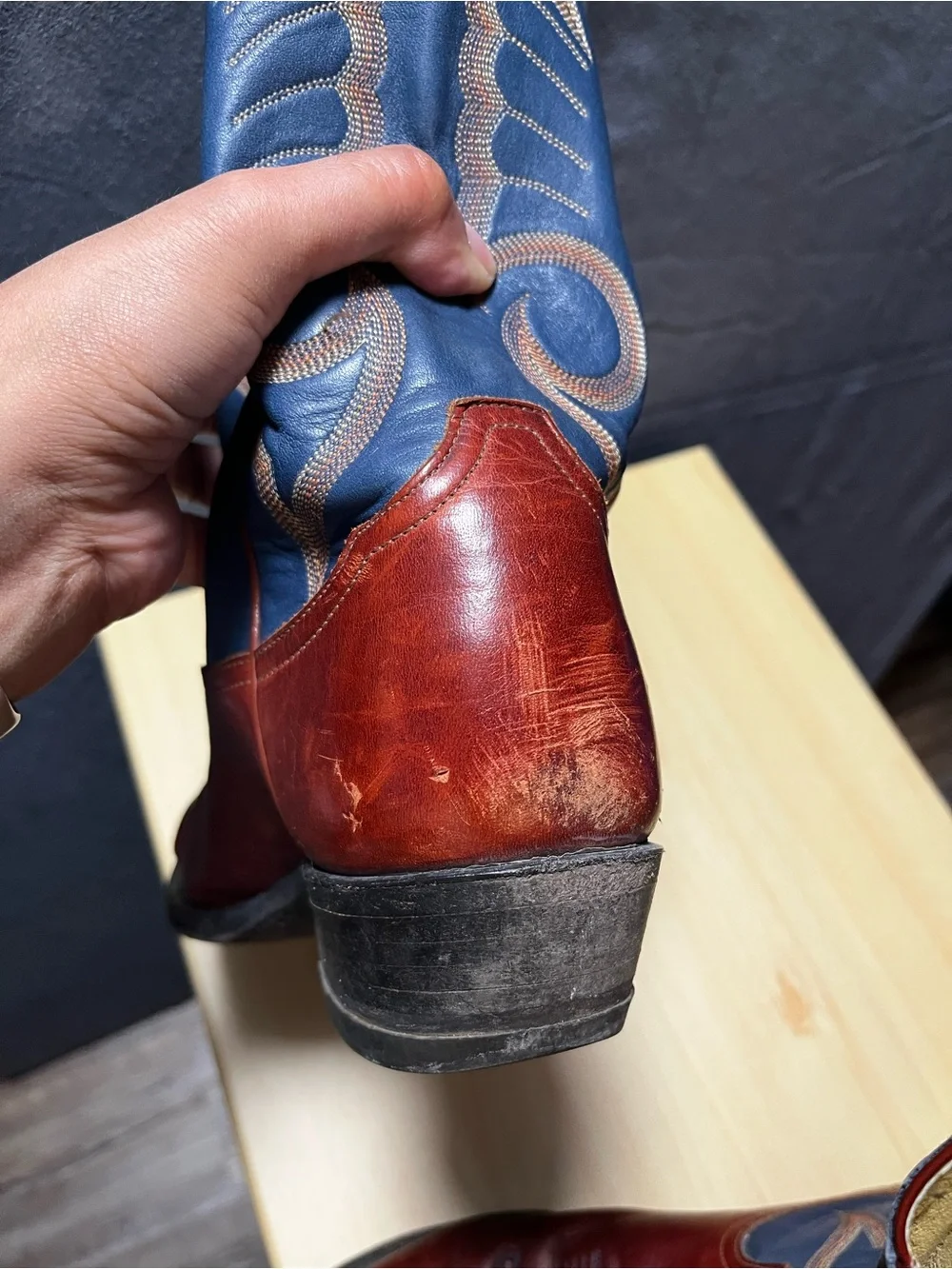 TONY LAMA Blue Brown Embroidered Western Cowboy Boots Men Sz 9.5 D 3126 Festival